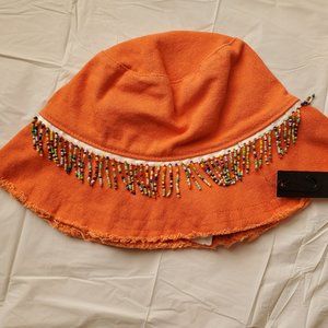 Badgley Mischka Beaded Trim Bucket Hat